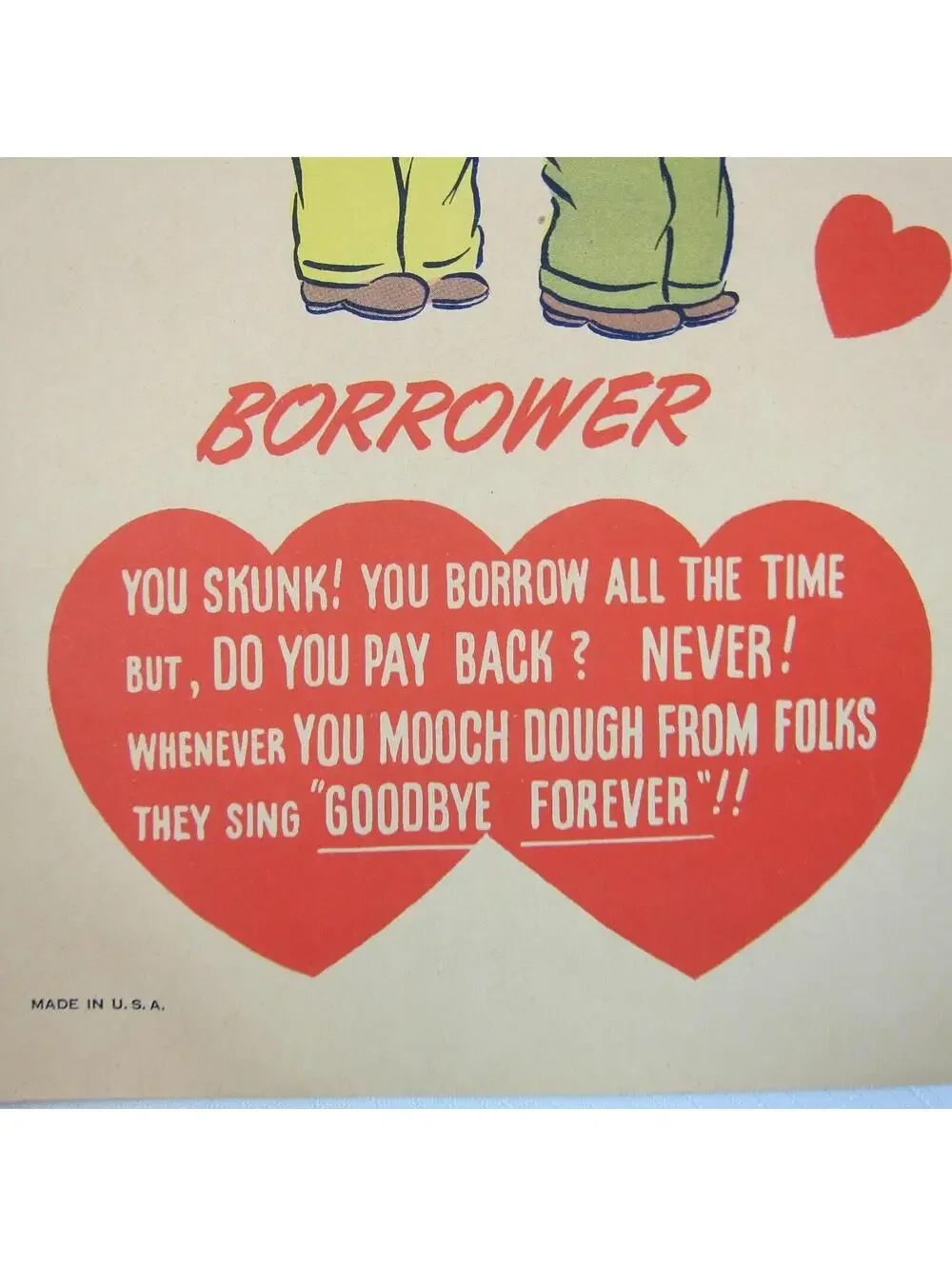 Vintage Vinegar Valentine Borrower Penny Dreadful Sarcasm Insult Poem Ephemera